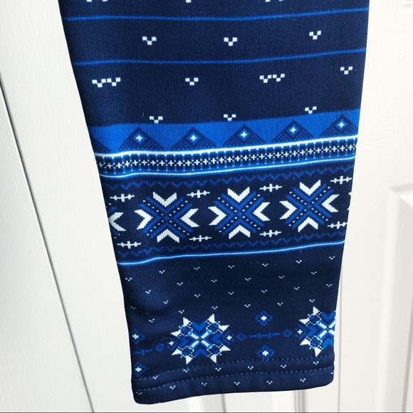 Serra Cozy Blue Tribal Print Fleece Lined Leggings Small - Picture 7 of 14